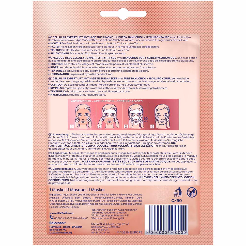 NIVEA Hyaluron Cellular Filler Stoffmaske – 10 Minuten