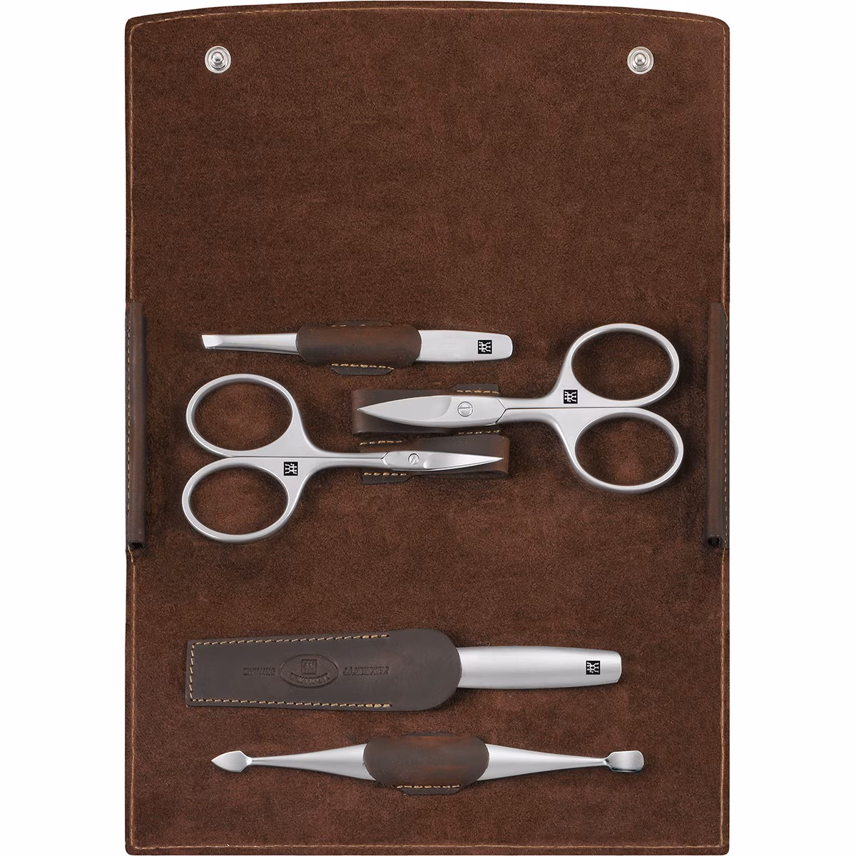 Premium Manicure Set 5pcs. Leather, Brown