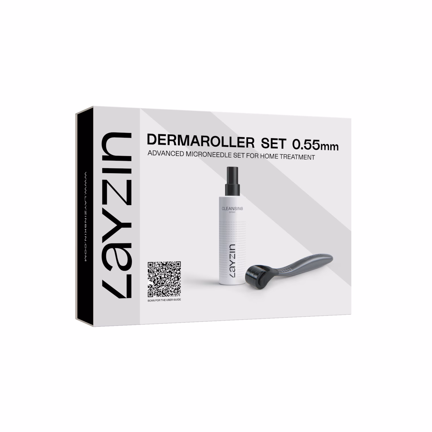 Dermaroller Set 0,55 mm mit Reinigungsspray