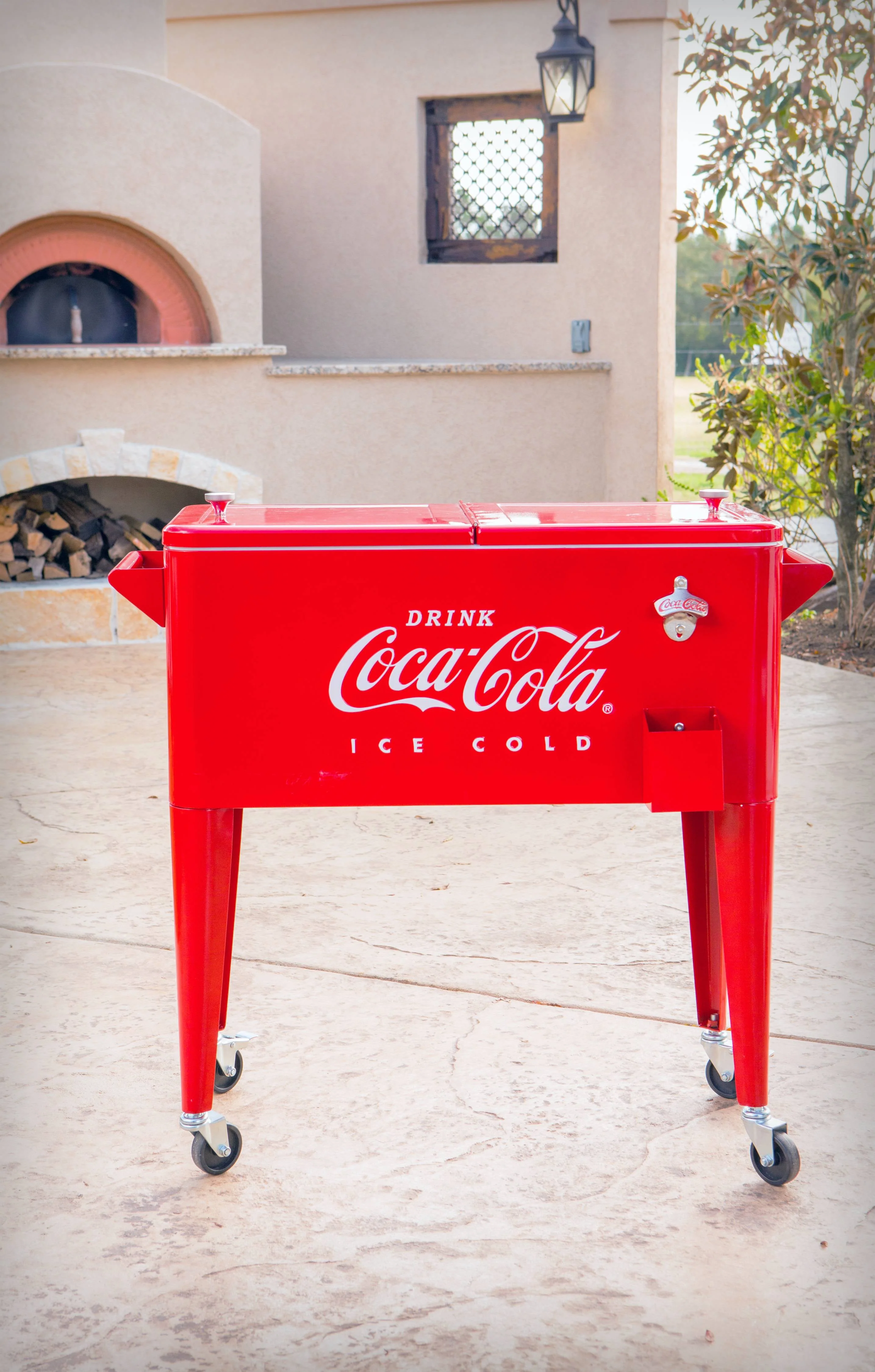Leigh Country CP 98121 Coca-Cola Metal 80 Qt. Outdoor Patio Cooler - Red