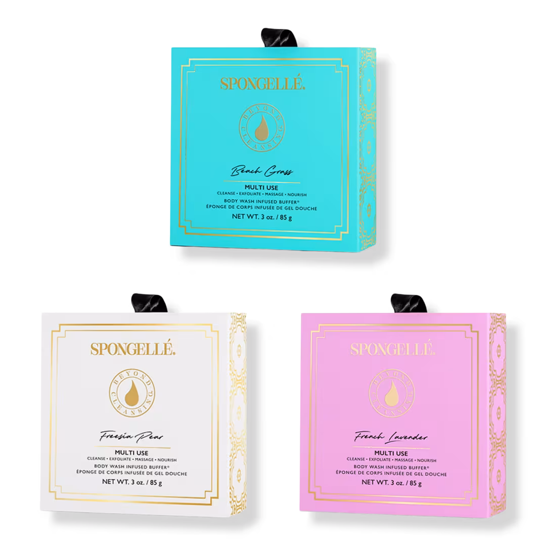 SPONGELLE  Fresh Boxed Flower Set | 3 Exfoliating Body Wash | Gift Set