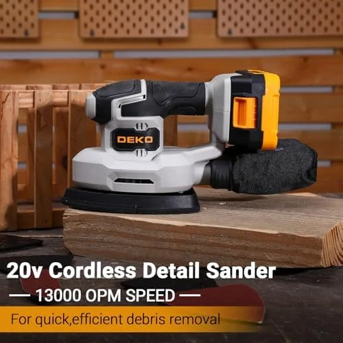 Cordless Detail Sander: Multi-Function Mouse Sander Electric Sander Tool Palm Sanders with Dust Collector, 3 Additional Attachments&12pcs Sandpapers for Home Decoration