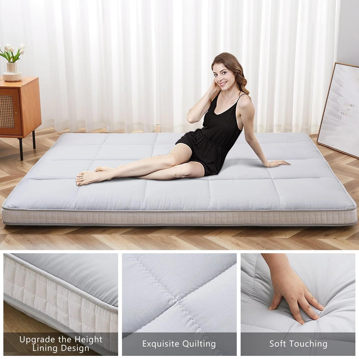 Slsy Japanese Floor Mattress Futon Mattress, Thicken Tatami Mat, Sleeping Pad Roll Up Mattress, Floor Lounger Bed Folding Couch Bed Mattress Pad