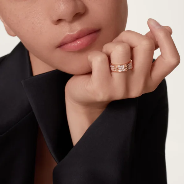 Cartier LOVE RING Dupe, Full Diamonds, Rose Gold, Two widths available