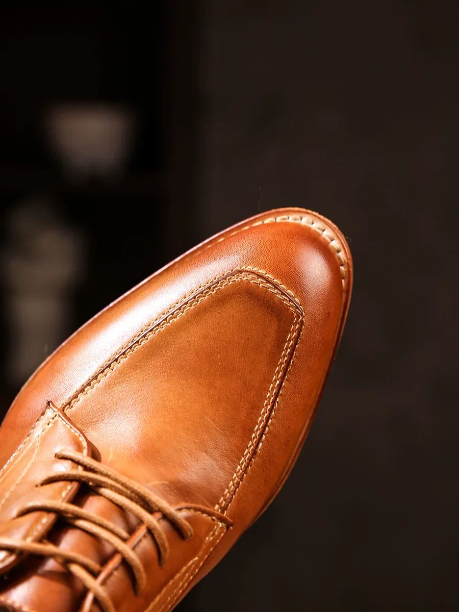 Handmade washed tire cowhide business dress leather shoes