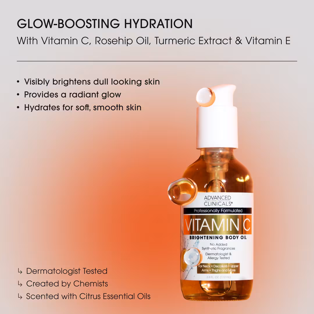 Advanced Clinicals  Vitamin C Brightening Body Cream & Oil Bundle
