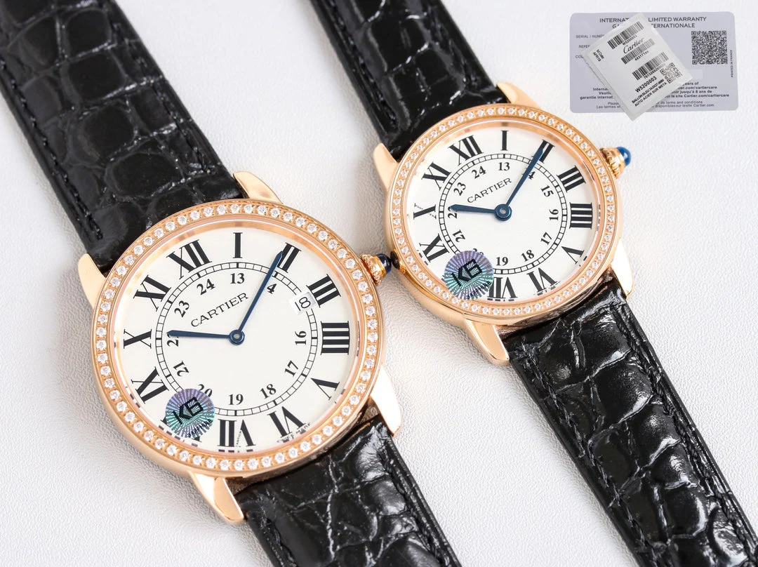 Cartier Watch RONDE SOLO PINK GOLD BLACK LEATHER