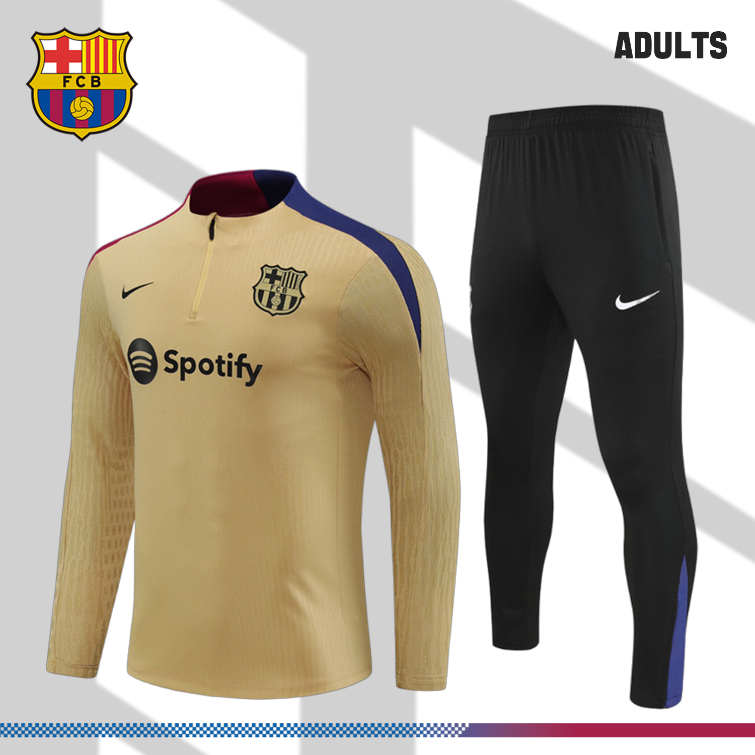 2024/2025 Barcelona Gold Half-Zip Tracksuit (Adult Kit)