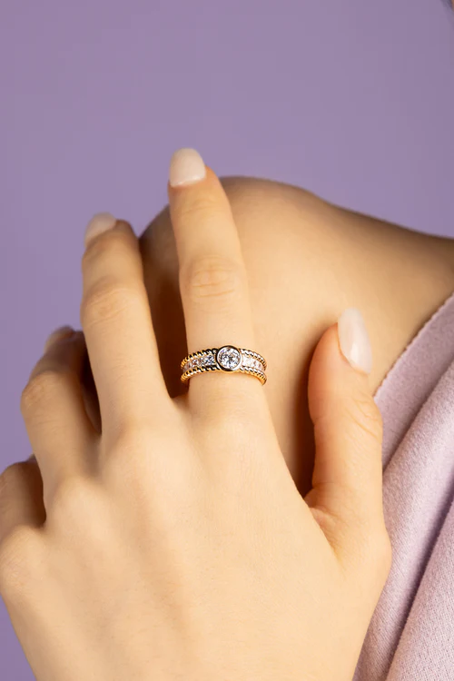 Anello Pavé Torsade