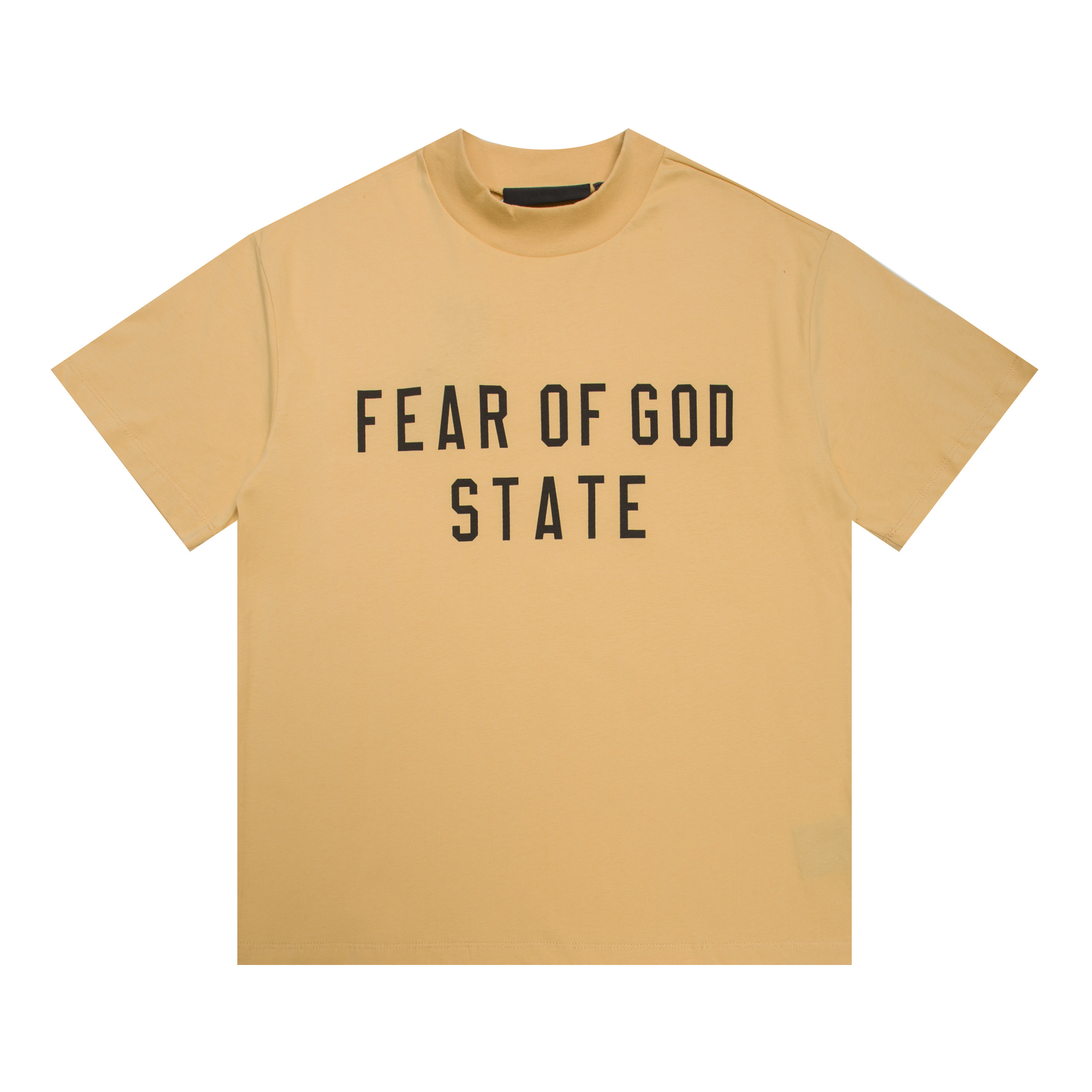 Yellow square letter print short-sleeved shirt
