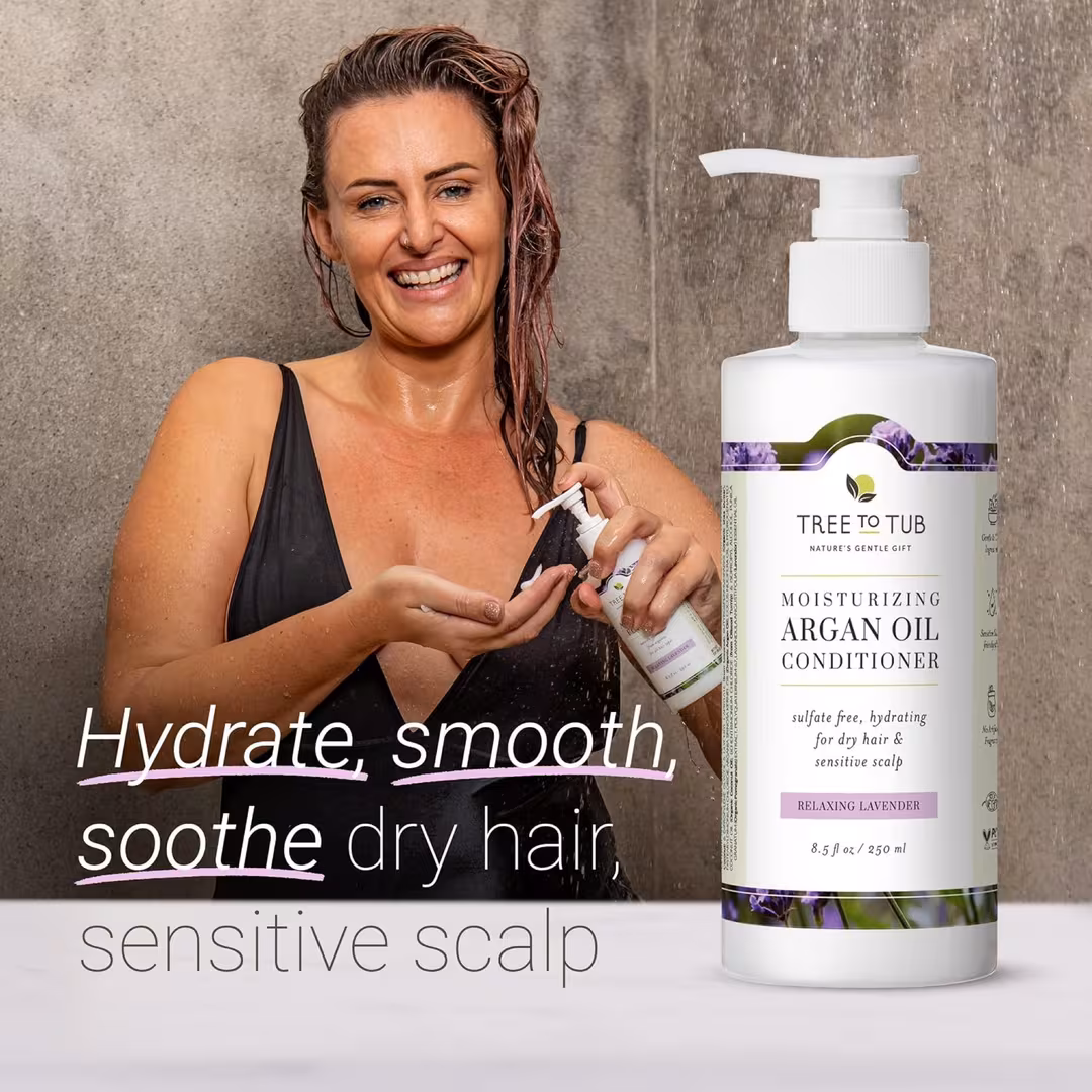 Tree To Tub  Moisturizing Argan Oil Conditioner in Relaxing Lavender for Dry Hair