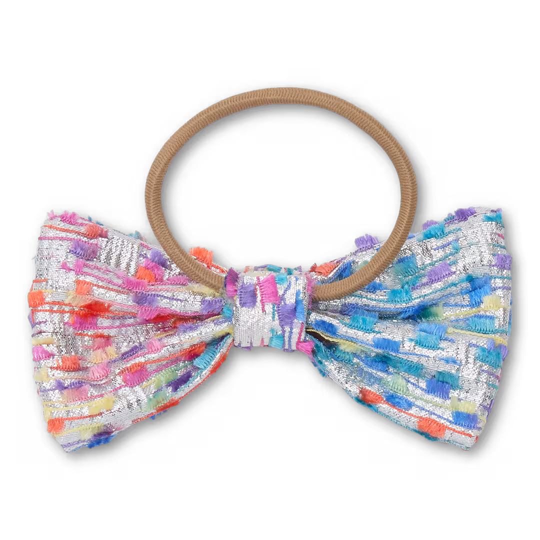 Lele Sadoughi  Metallic Confetti Boucle Charlie Bow Scrunchie