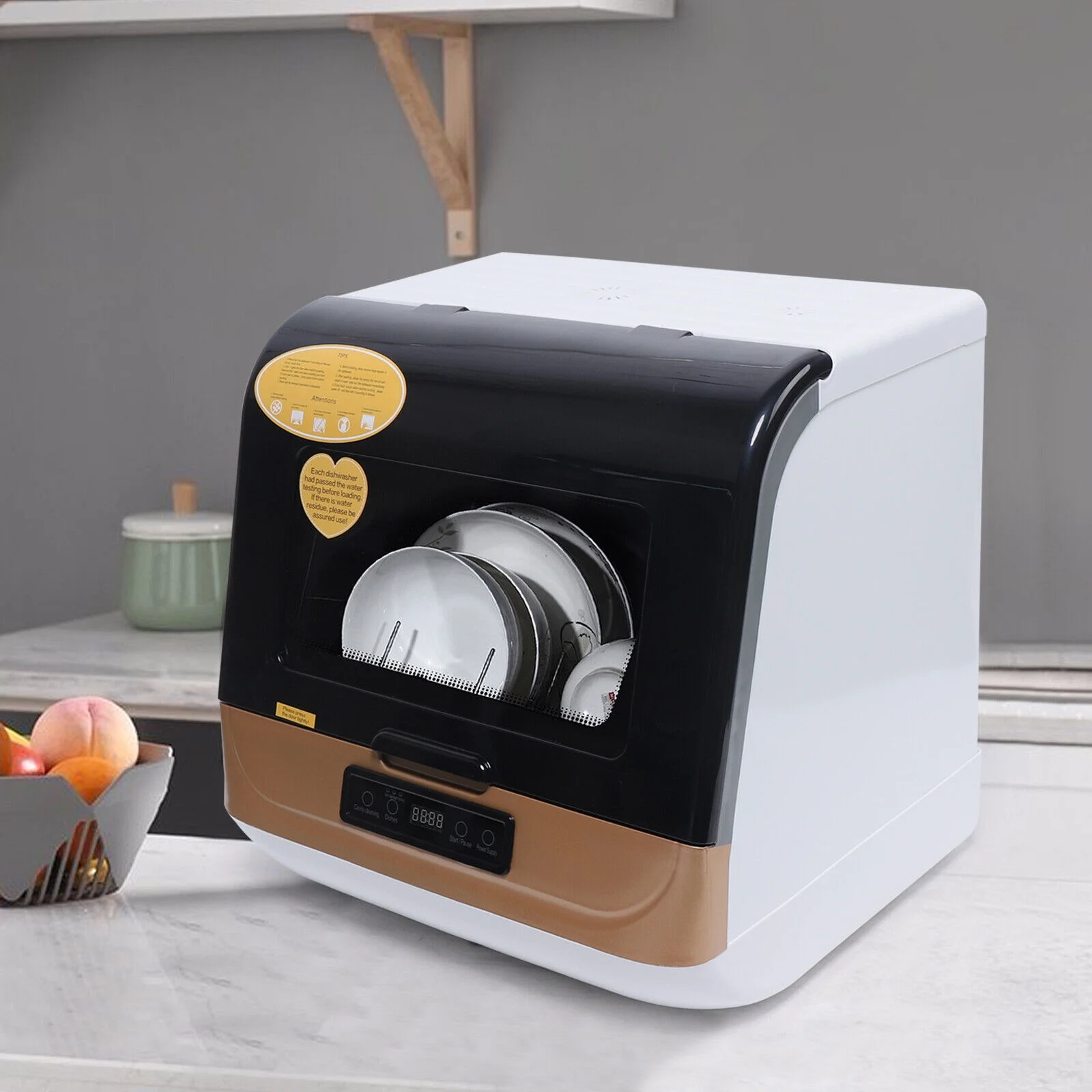 Portable Countertop Dishwasher W/Steam& Air-dry Function, 4 Washing Programs, 360° Streak-free Deep Cleaning for Home Apartments& Rvs (12-20pc Once)