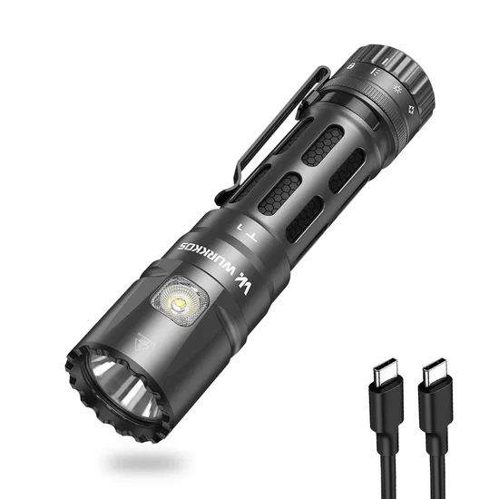 Wurkkos T1 Rechargeable Tactical Utility Flashlight with Multi-Color Utility Side Light
