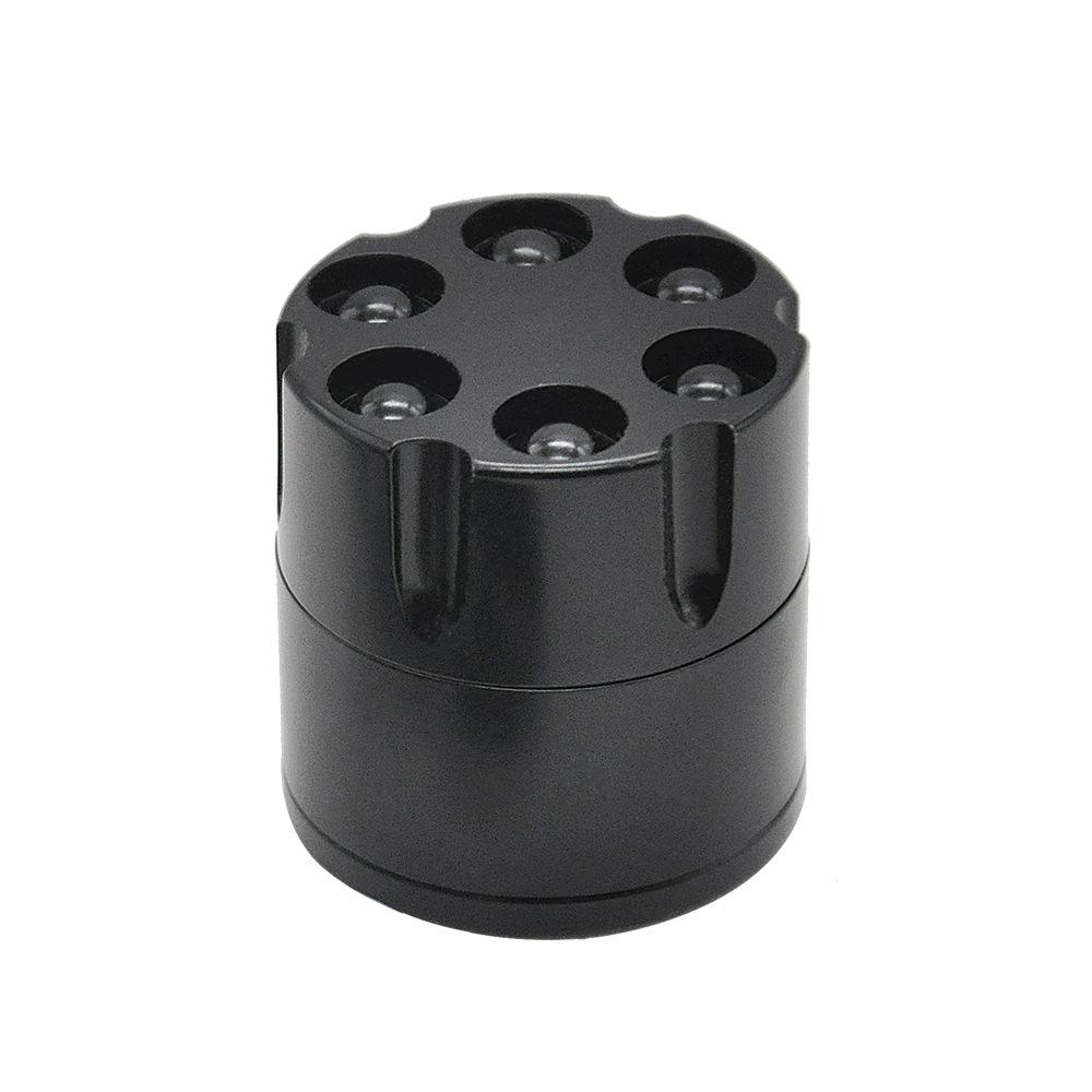 Revolver 6 Shooter 30mm 3 Layer Aluminium Novelty Herb Grinder (Silver/White)
