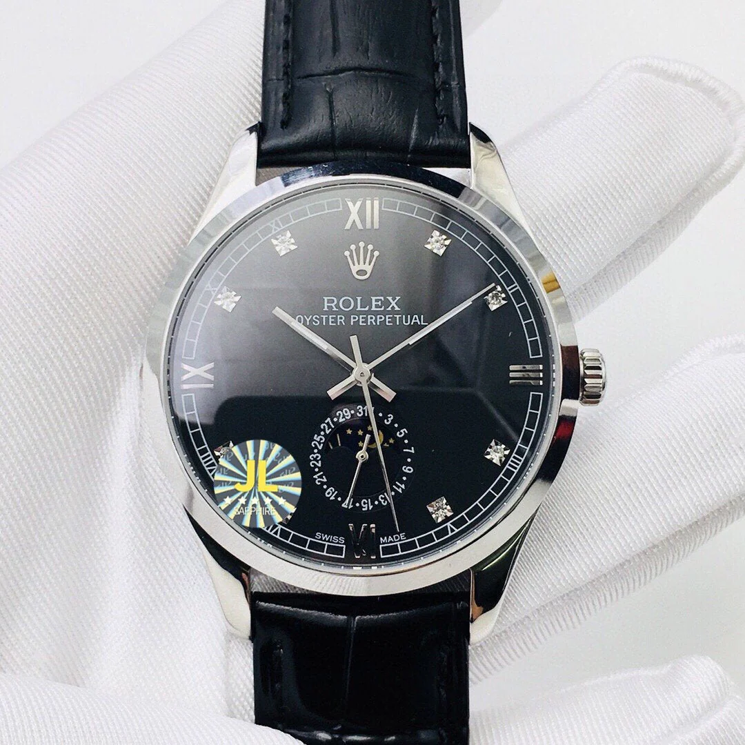 Rolex Watch OYSTER PERPETUAL 41 MOONPHASE STEEL CASE BLACK DIAL Watch