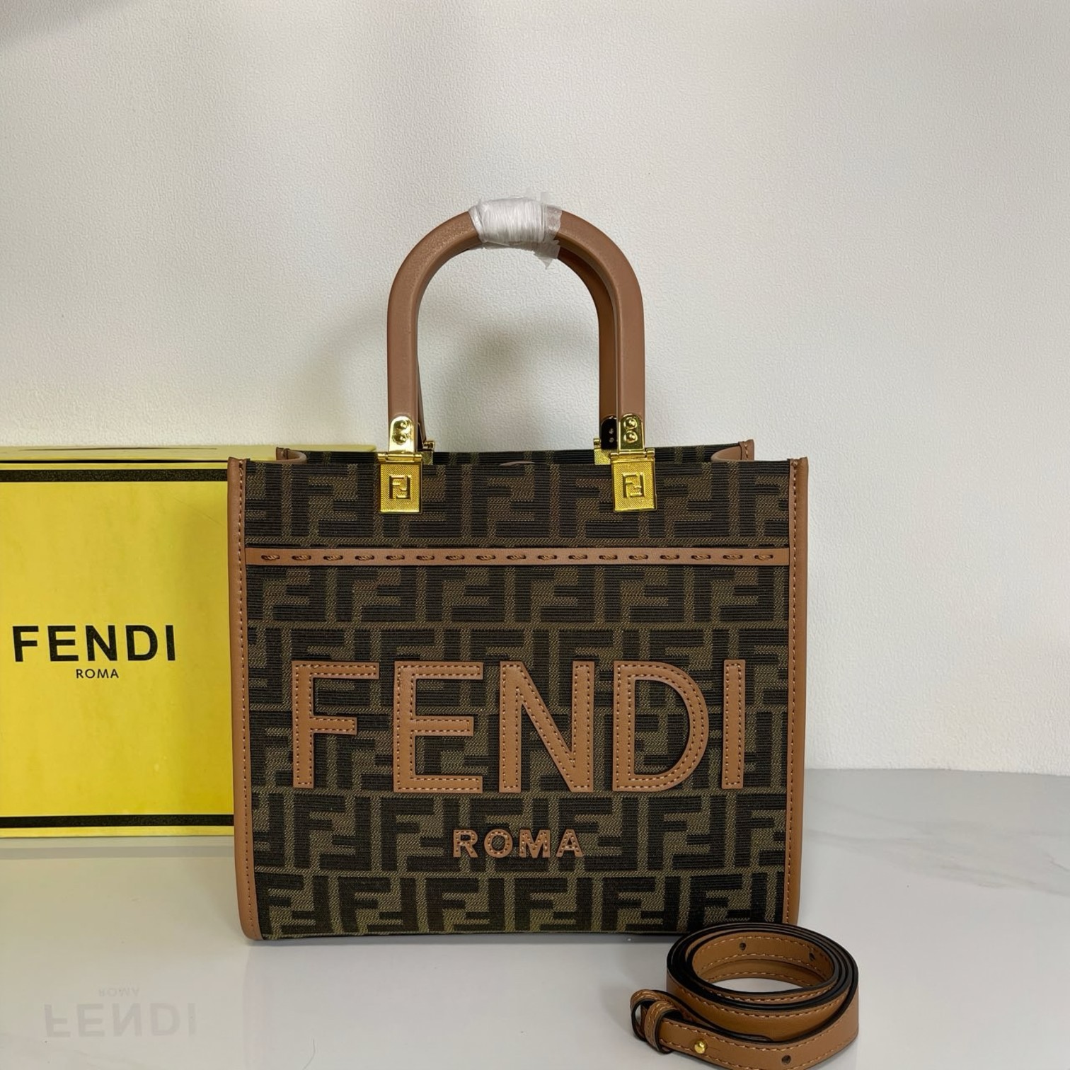 Fendi Sunshine Small FF Canvas Tote Bag