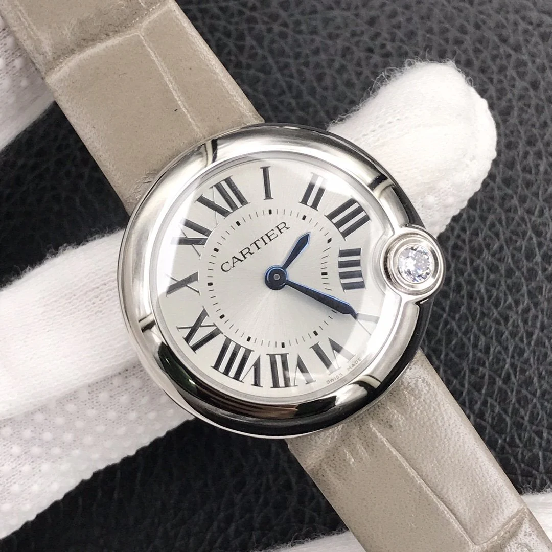 Cartier Watch BALLON BLANC DE CATIER QUARTZ STEEL CASE GREY LEATHER