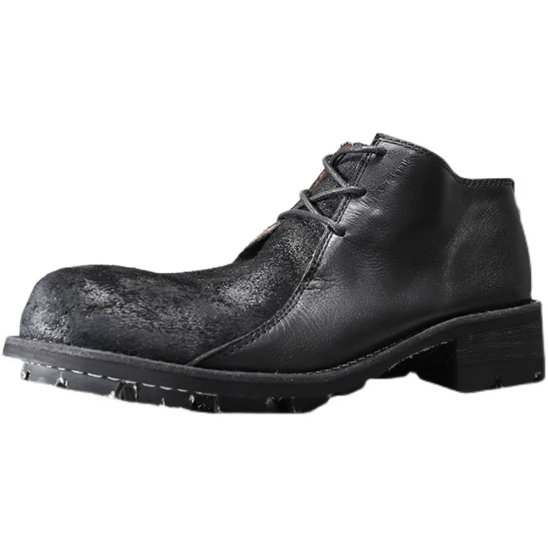 High-top round head low-top tooling casual leather shoes