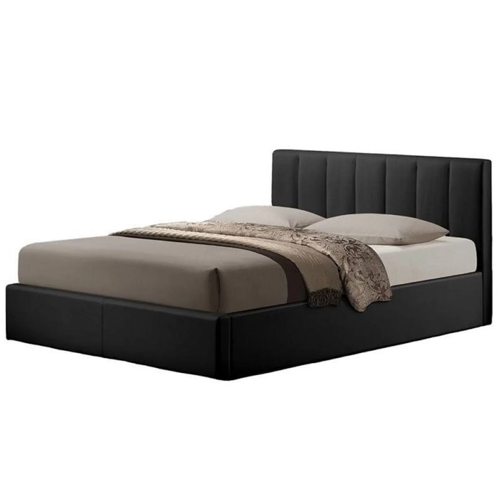 Atlin Designs Upholstered Queen Faux Leather Storage Bed in White