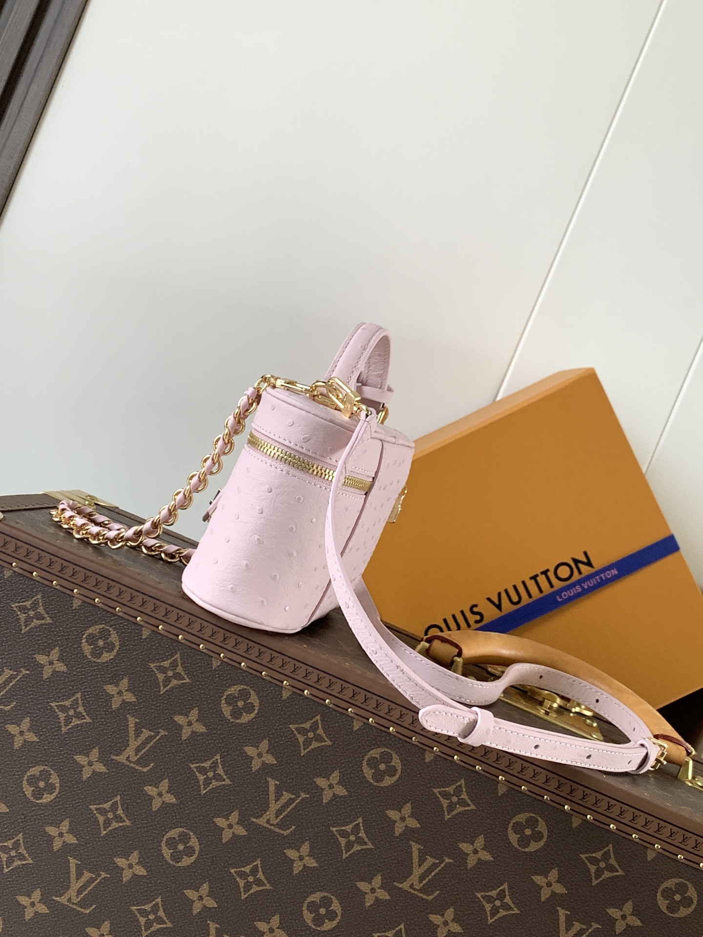 LV Vanity Chain Pouch Pink Ostrich
