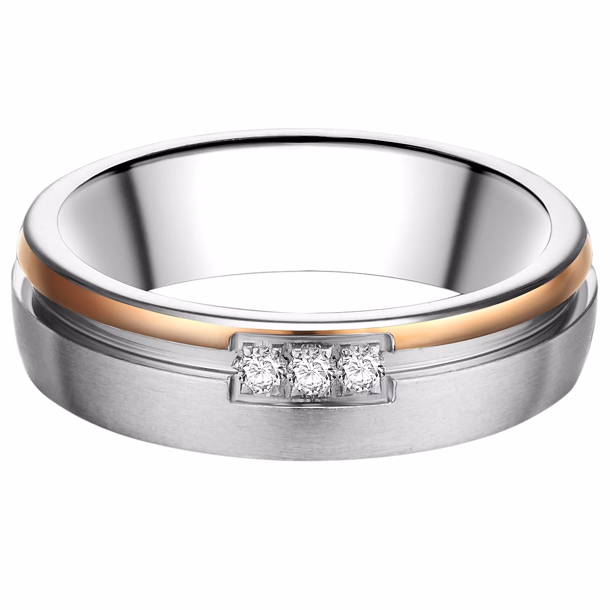Ring aus Edelstahl in silber/roségold mit Zirkonia