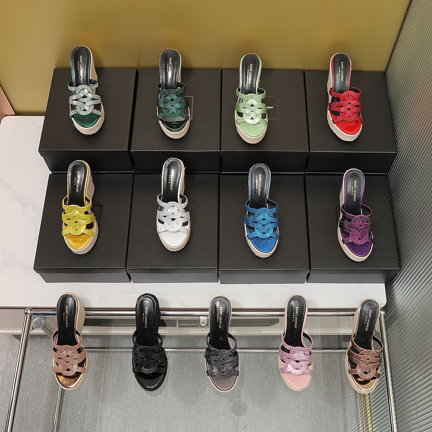 YSL Braided Wedge Sandals