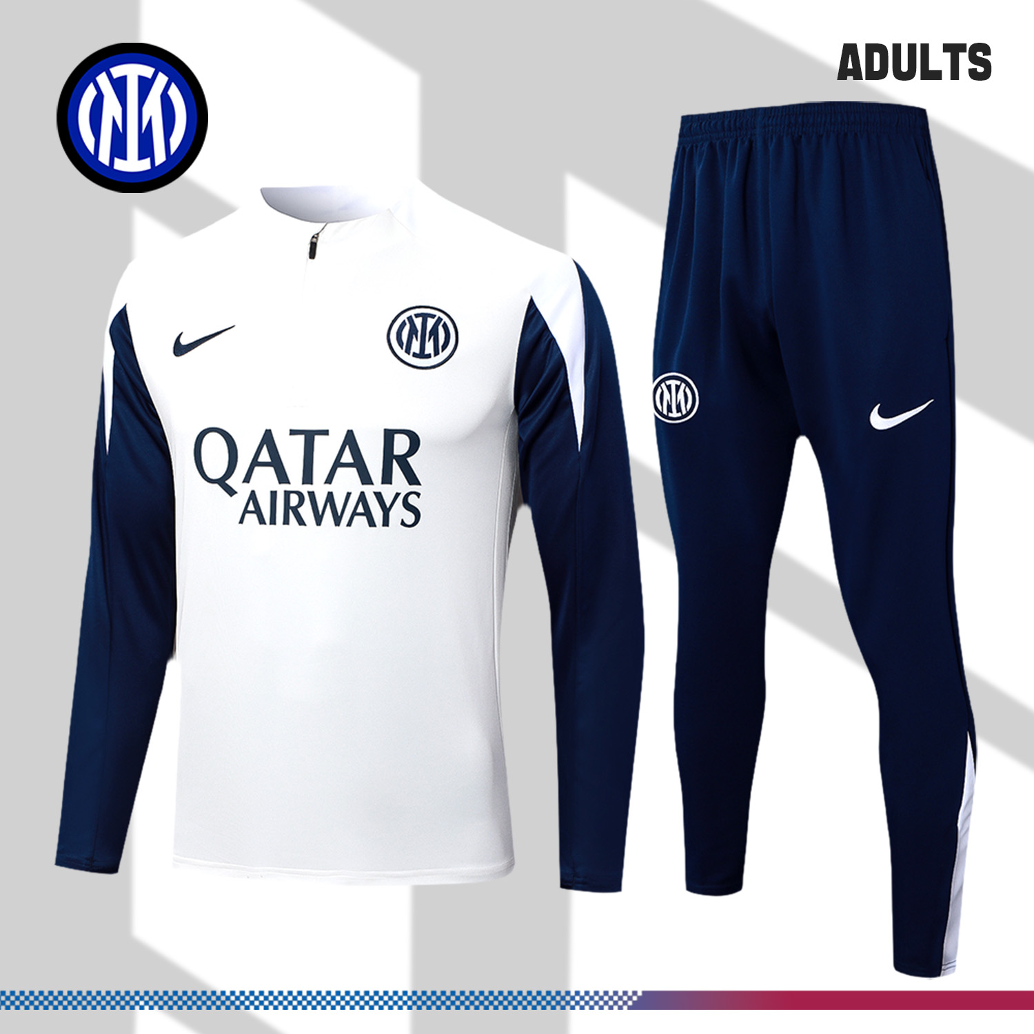 2025/2026 Inter Milan Creamy White Adult Half Zip Training Suit (Adult Kit)