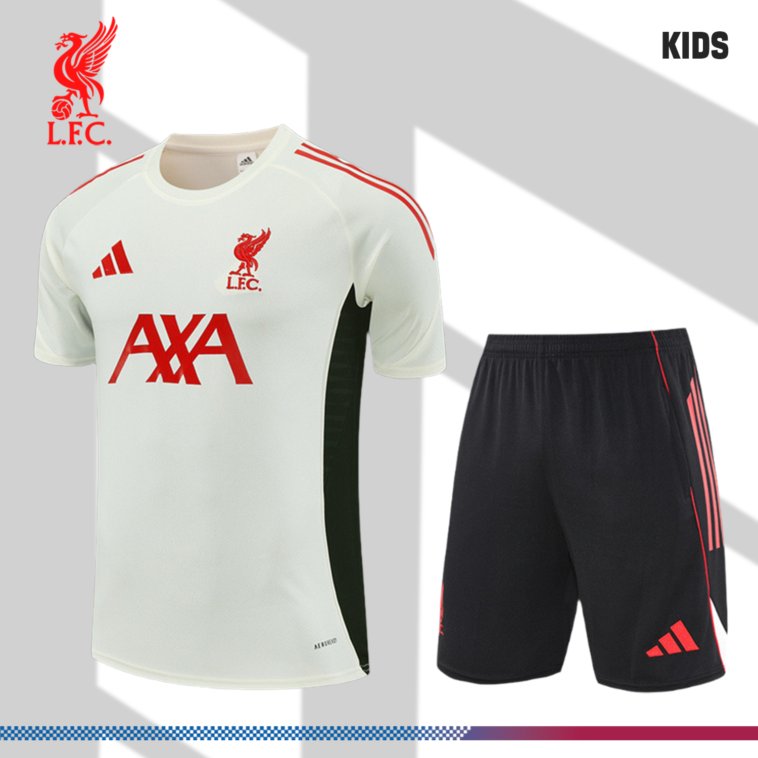 2025/2026 Liverpool White Kids Short Sleeve Training Clothes (Kids Kit)