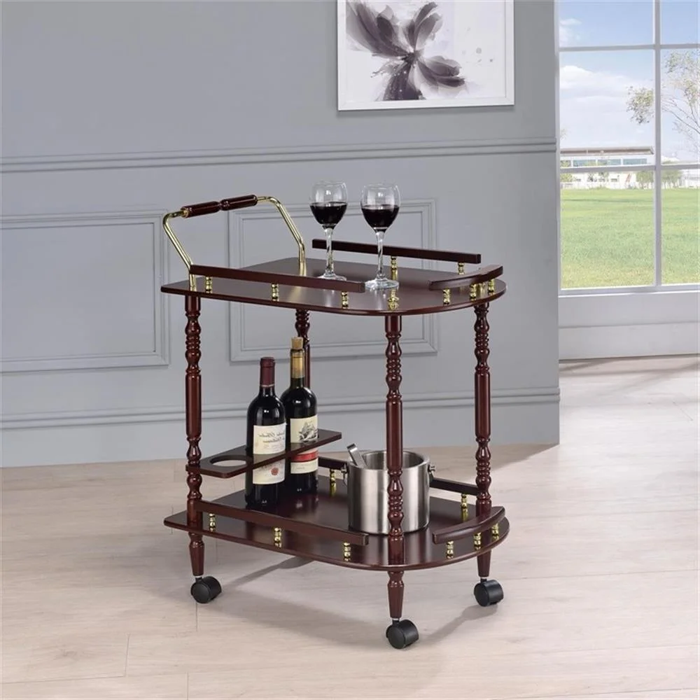 Recreation Room Traditional Merlot Serving Cart