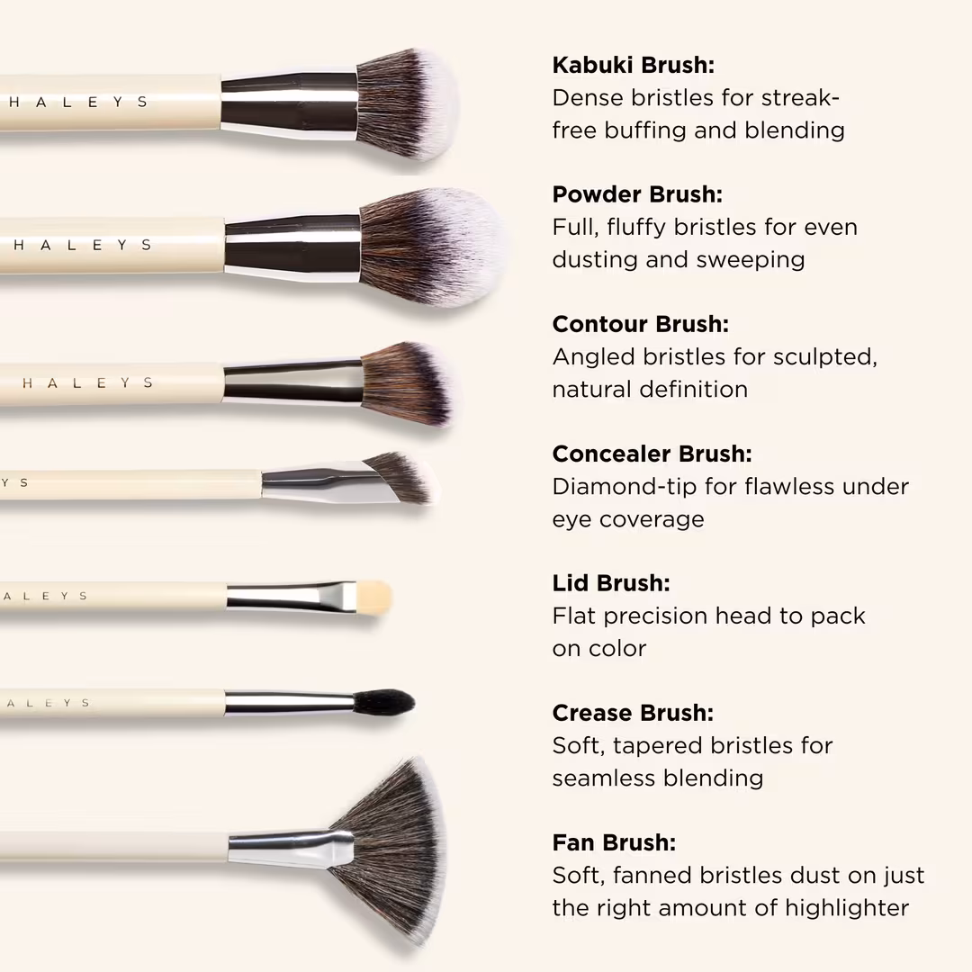 HALEYS Beauty  7-Piece Essential Makeup Brush Set
