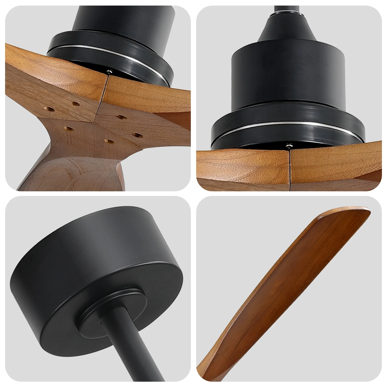 "Sofucor 52"" Traditional Ceiling Fan with Downrod Mount, Indoor Use, Remote Control, LED Lighting"
