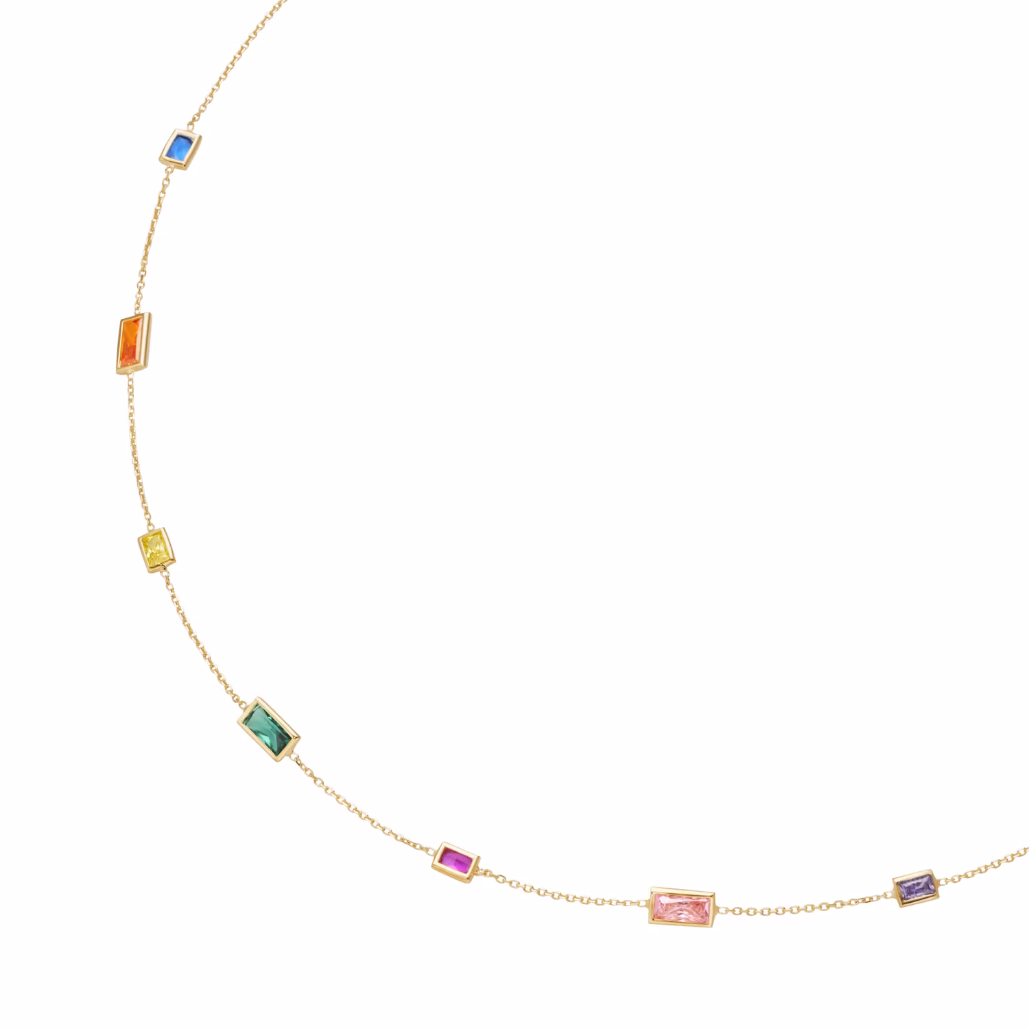 Collier mit farbigen Steinen, Gold 375