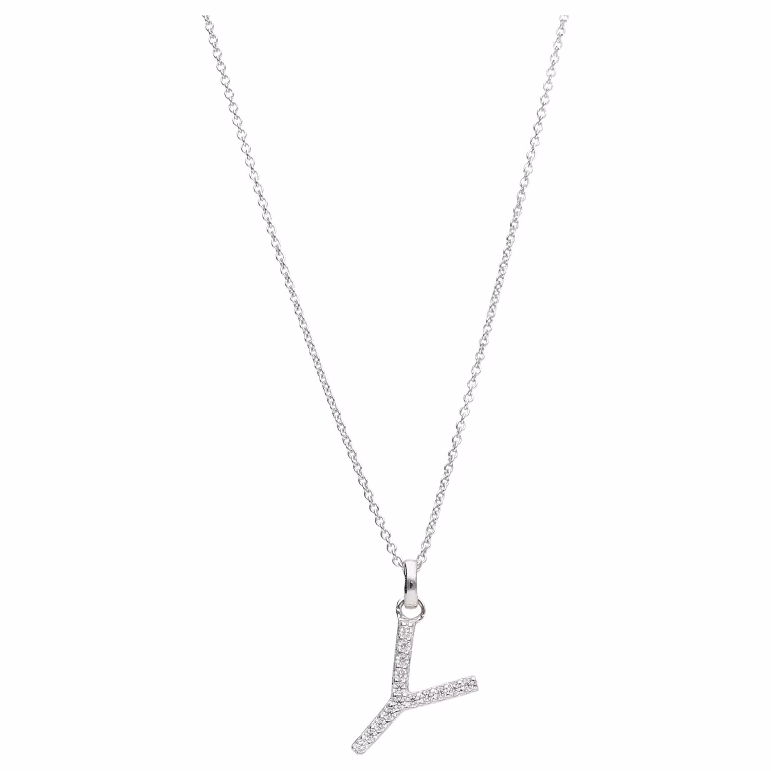 Kette Buchstabe Y mit Zirkonia Steine, Silber 925