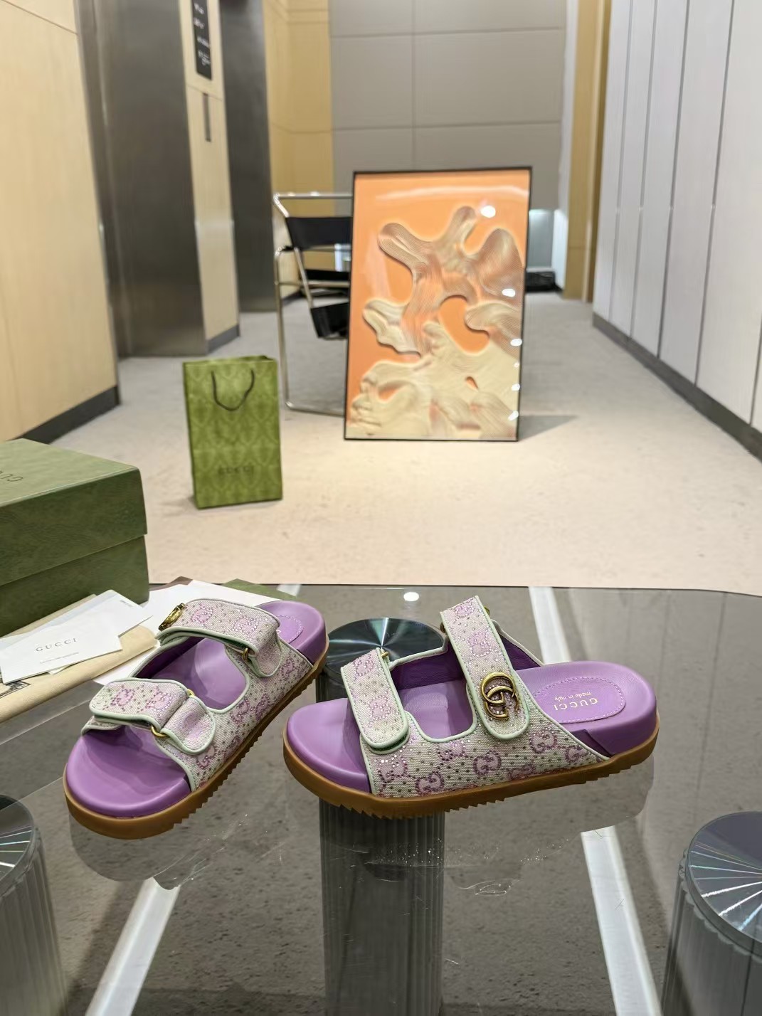 Gucci Sandal With Double G Canvas