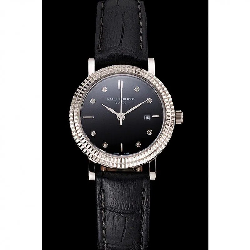 Patek Philippe Calatrava Black & Diamond Dial 28 mm, Stainless Steel