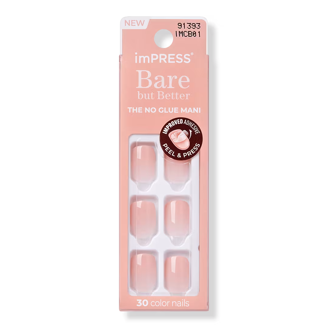 Kiss  Impress Bare but Better Short Squoval Press On Nails, Instinct