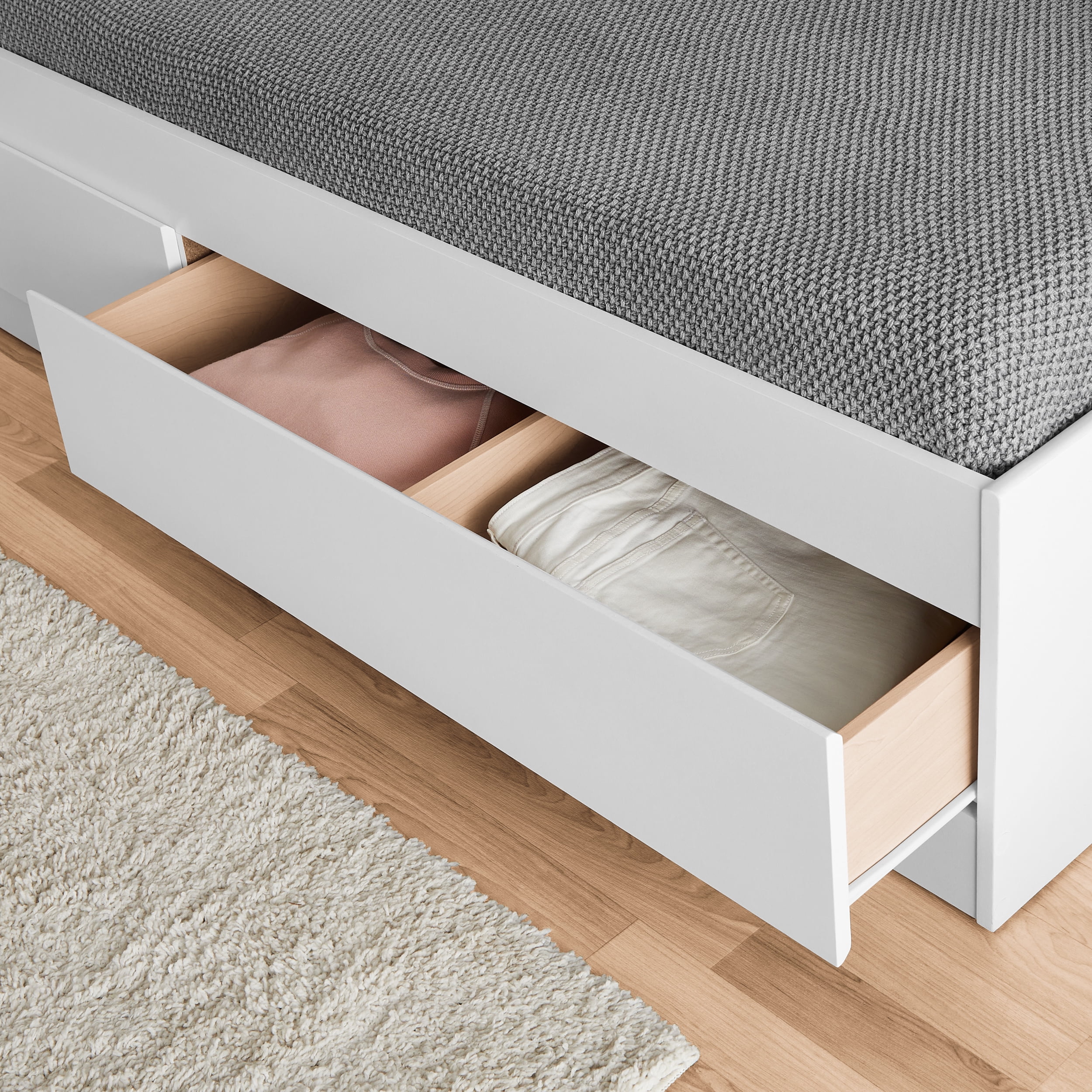 Your Zone Storage Bed with Bookcase Headboard, Twin, White Finish
