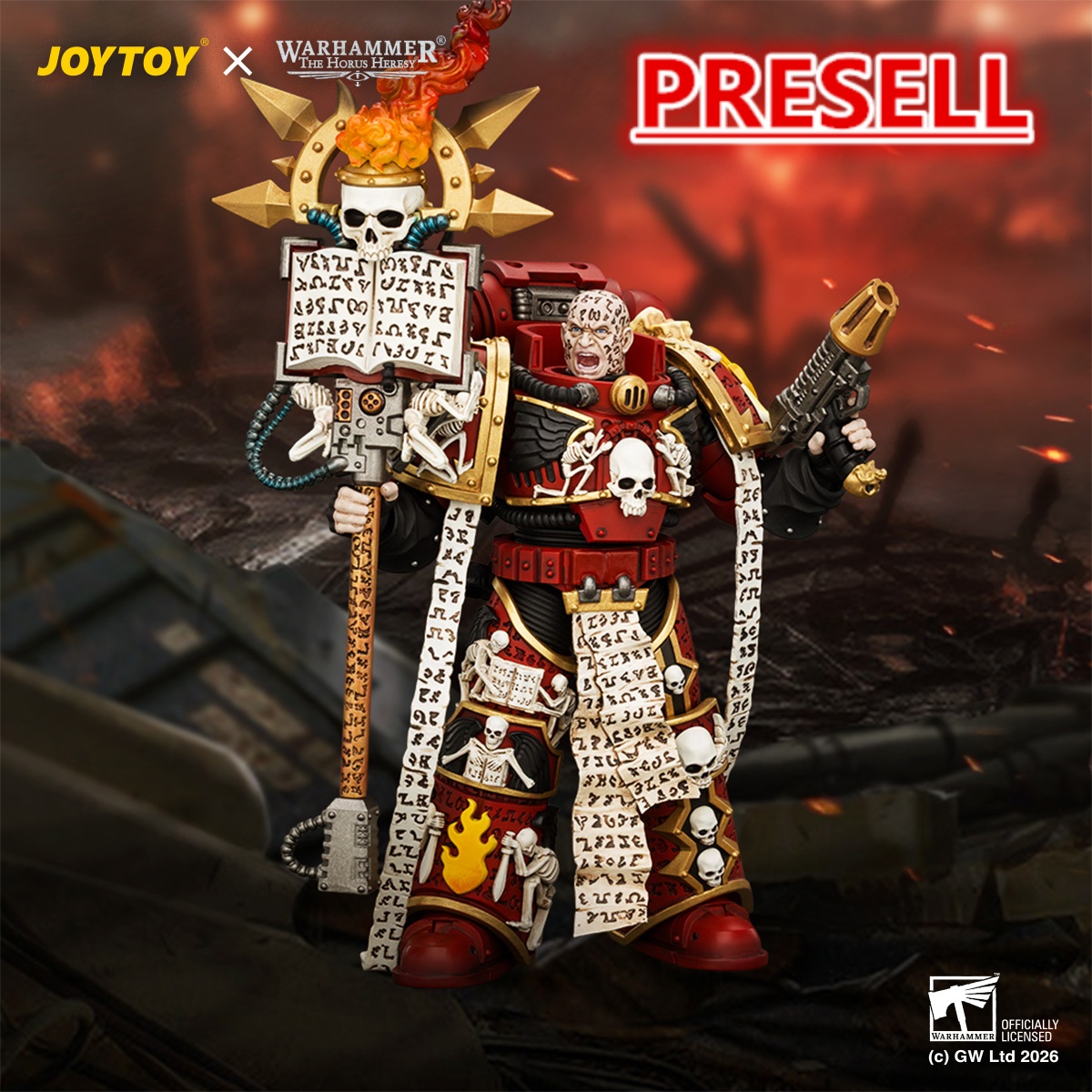 JOYTOY JT05213 Warhammer The Horus Heresy 1:18 Word Bearers Erebus the Dark Apostle with Crux Malifica and Plasma Pistol - JOYTOY WORLD