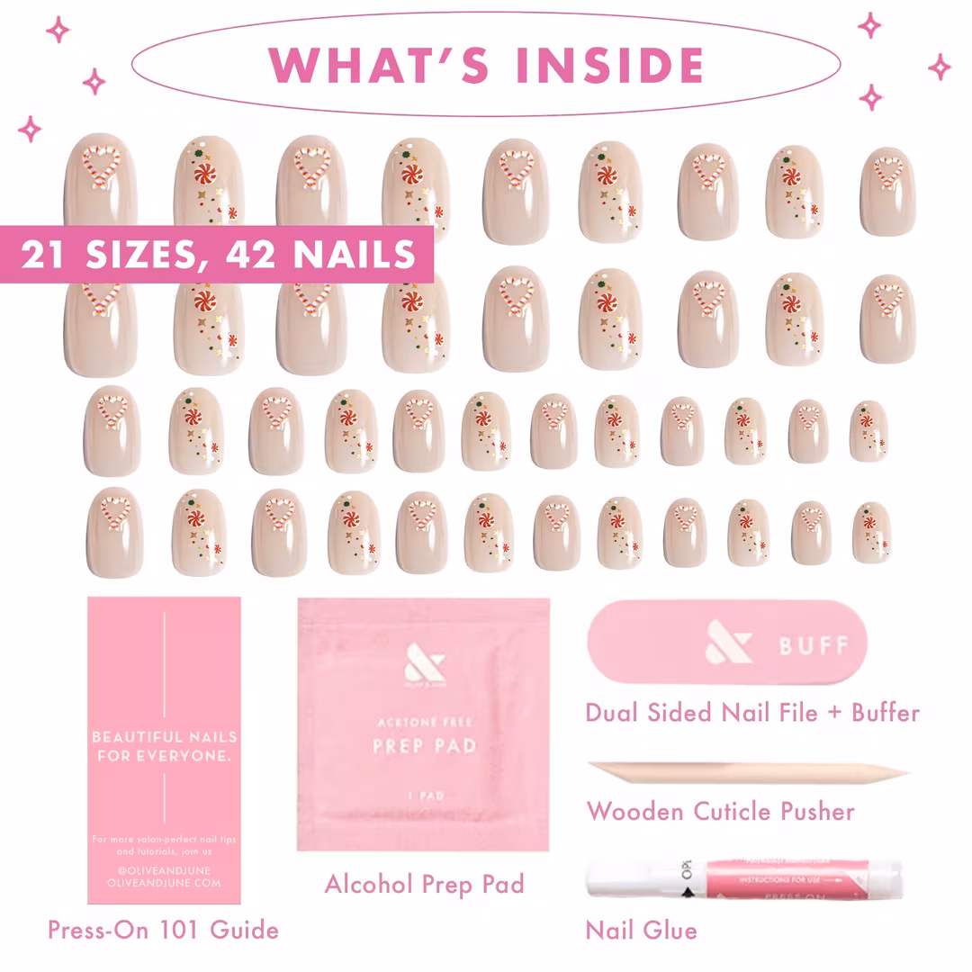 Olive & June  Holiday Instant Mani - Christmas Joy Extra Short Round