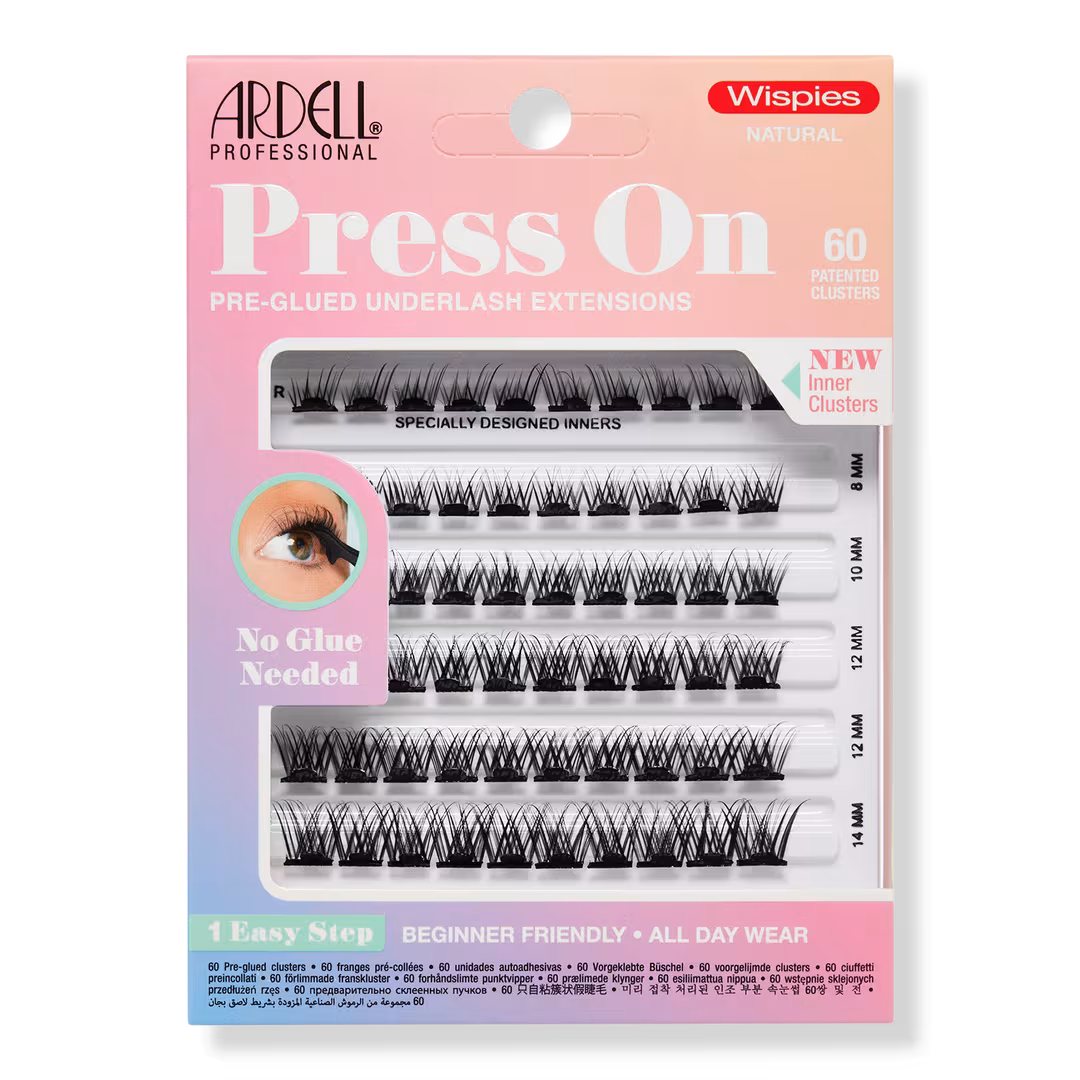 Ardell  Press On Pre-glued Underlash Extensions, Wispies Natural