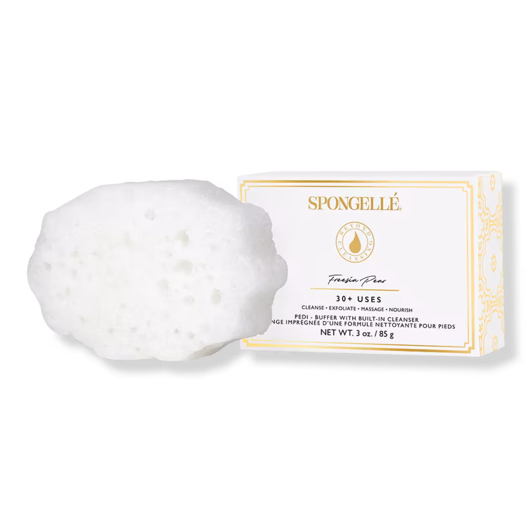 SPONGELLE  Freesia Pear Pedi Buffer | Exfoliating Foot Scrub | 30+ Uses