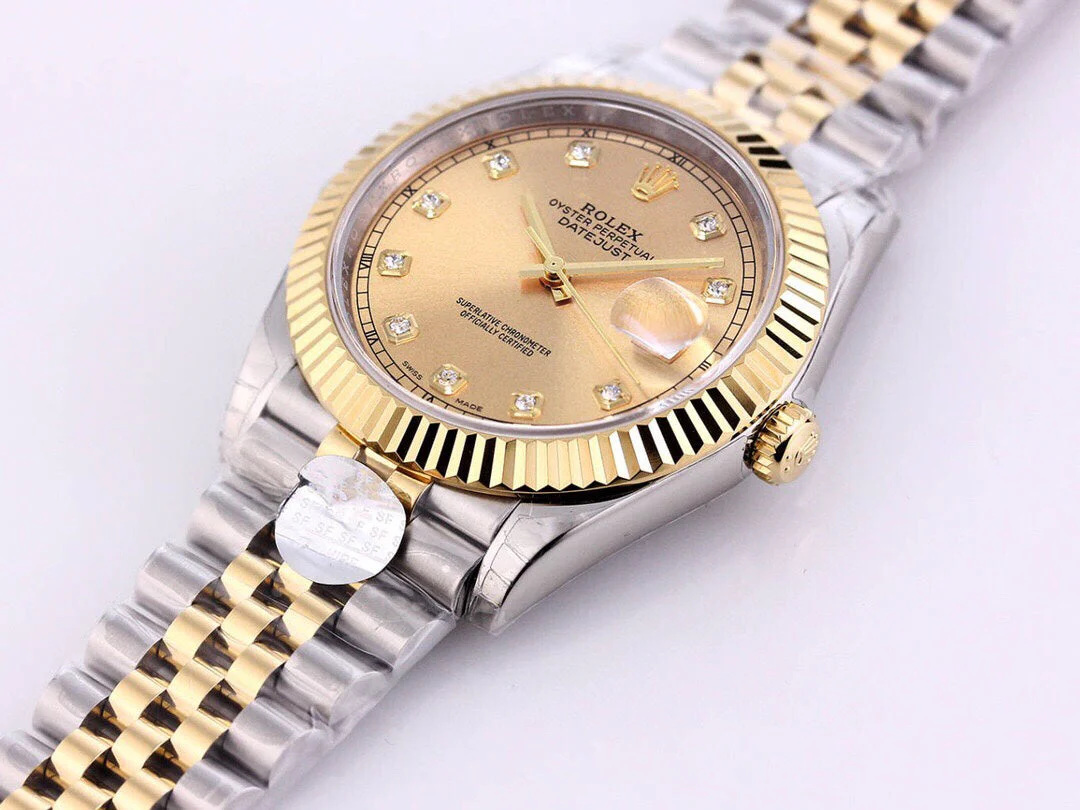 Rolex Watch DATEJUST 41 TWO-TONE YELLOW DIAL DIAMOND NUMERALS