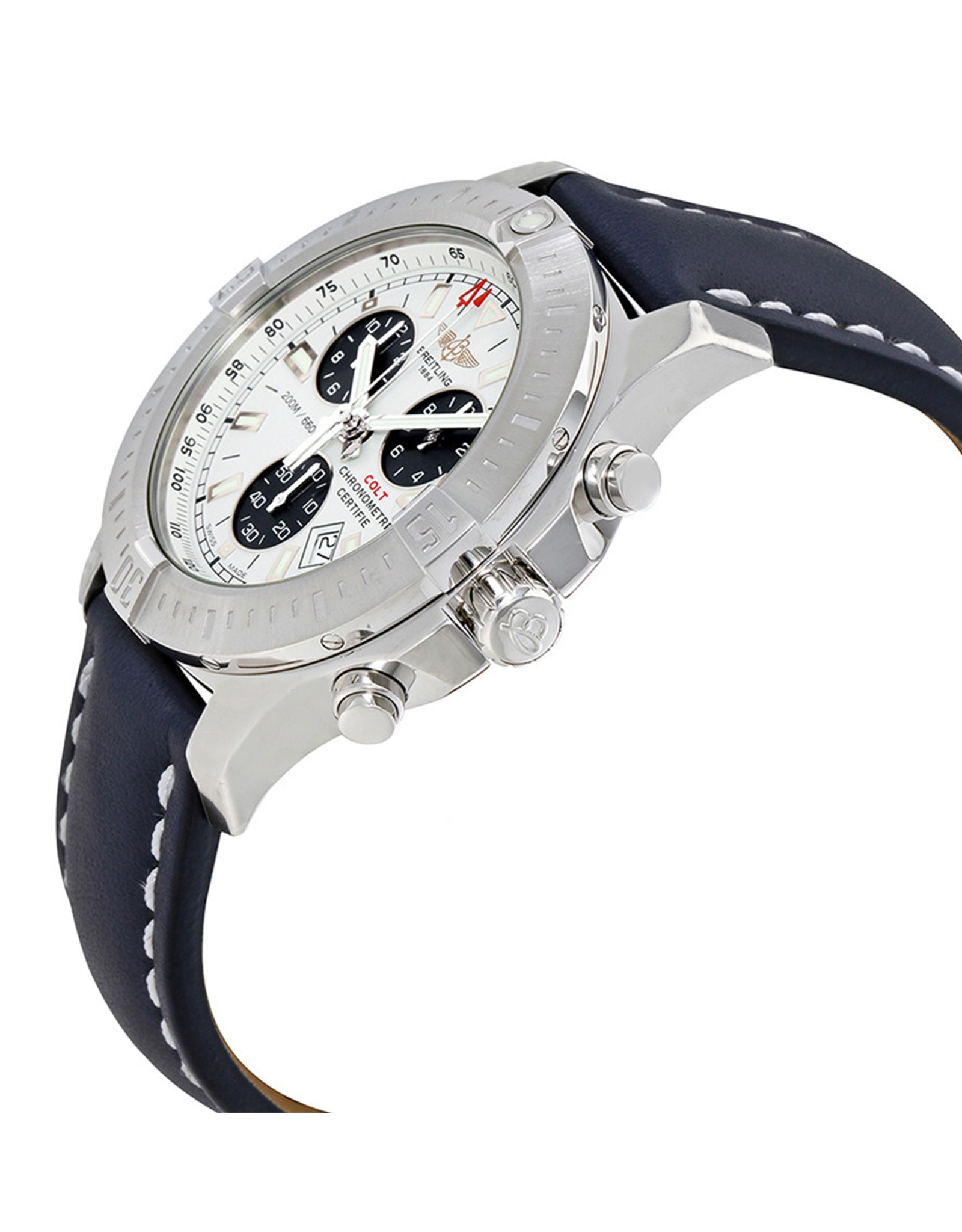 Replica Breitling Colt Stratus Silver Dial Leather Strap A7338811 G790BLLT