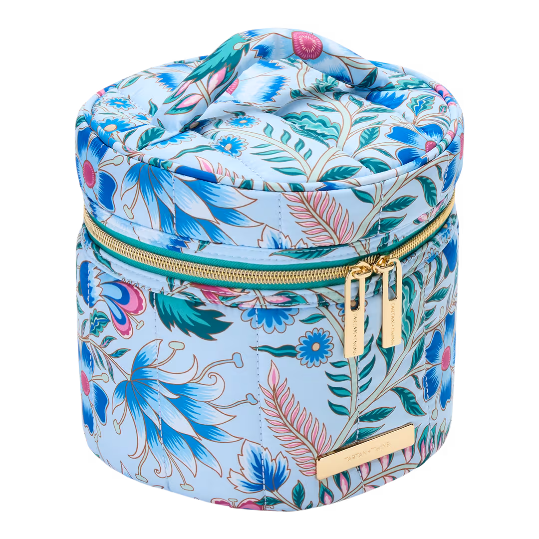 Tartan + Twine  Blue Floral Round Train Case