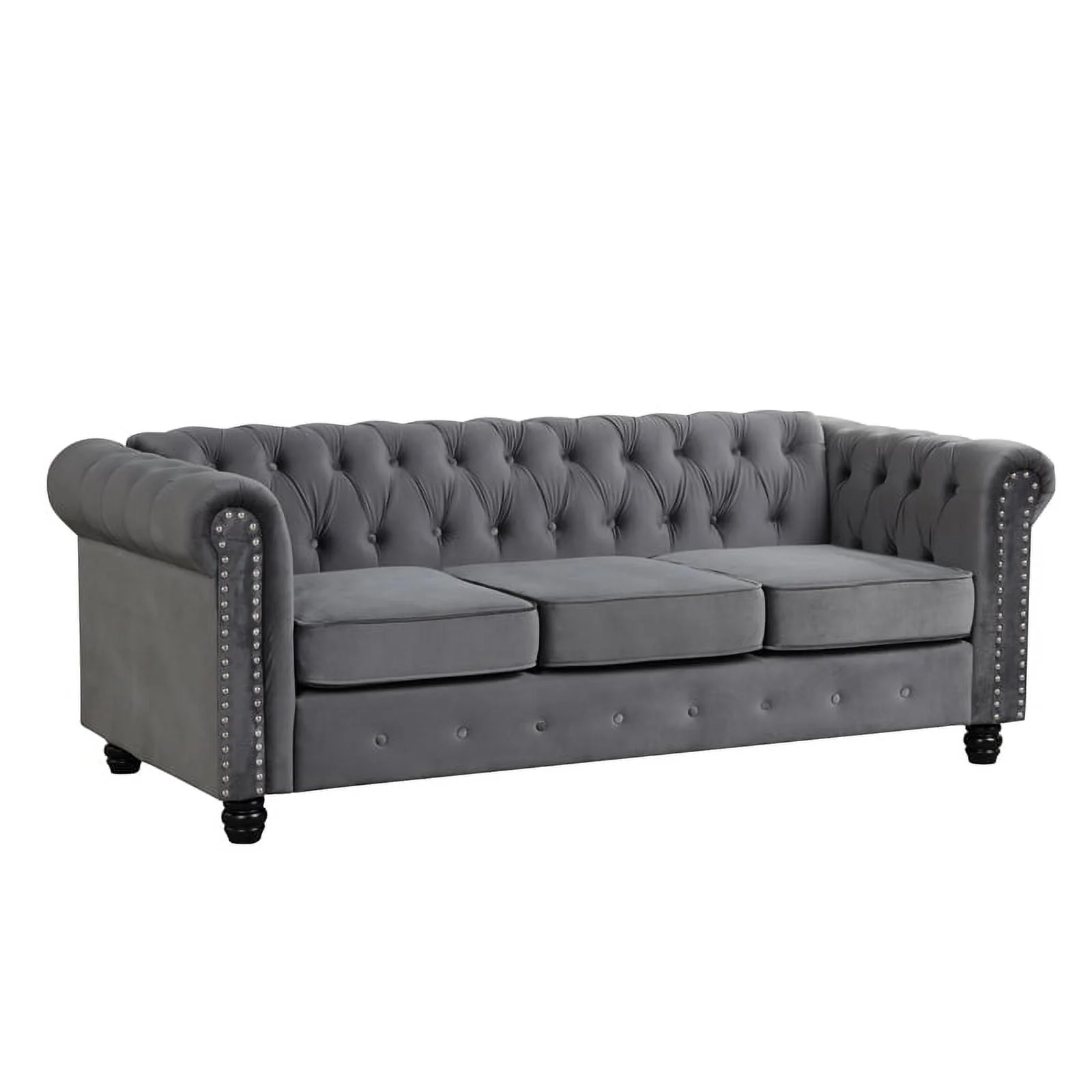 RN Furnishings modern sofa Loveseat velvet fabric Living room furniture Set-Gray