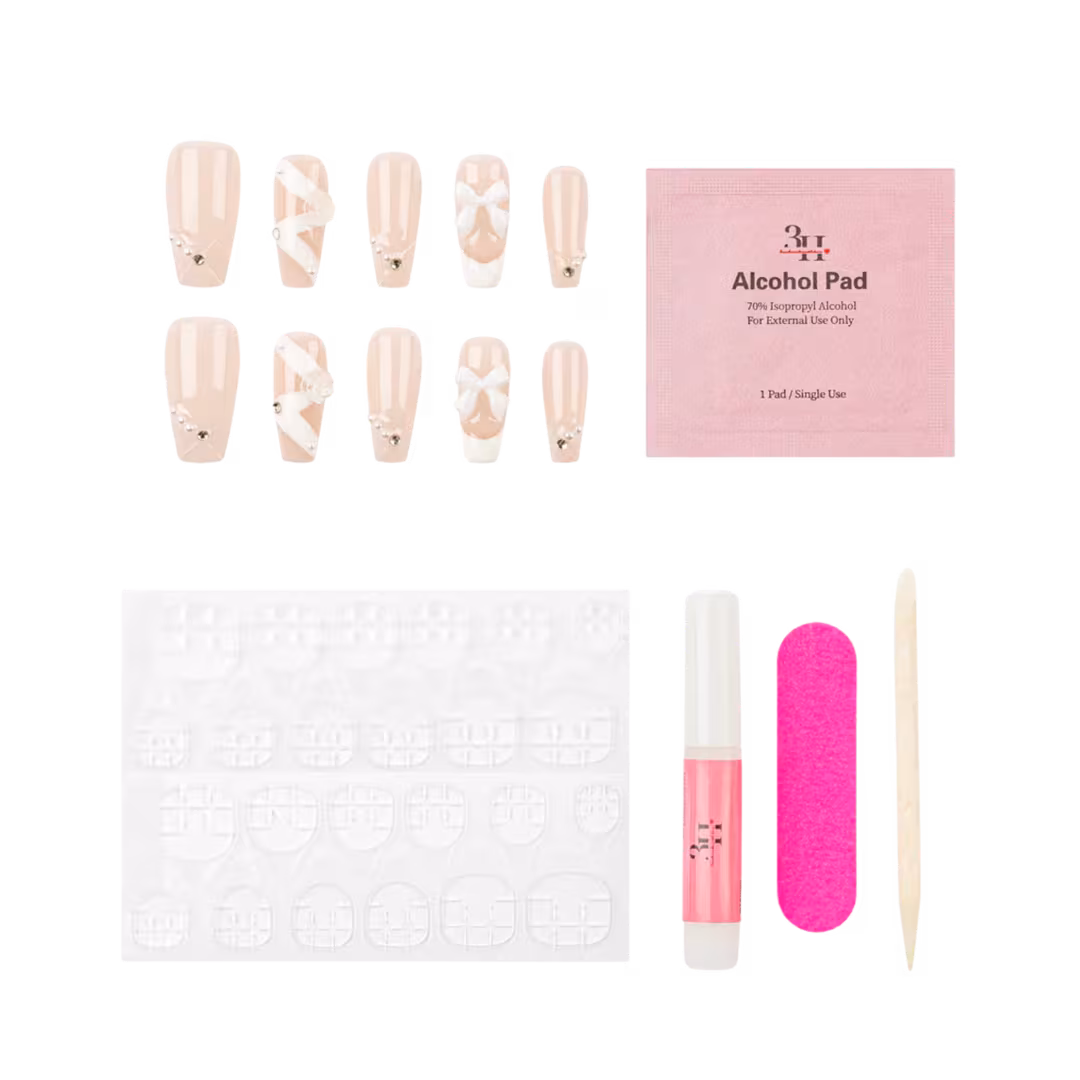 3H Nails  Blush Ballet Medium Coffin Press-On Nails