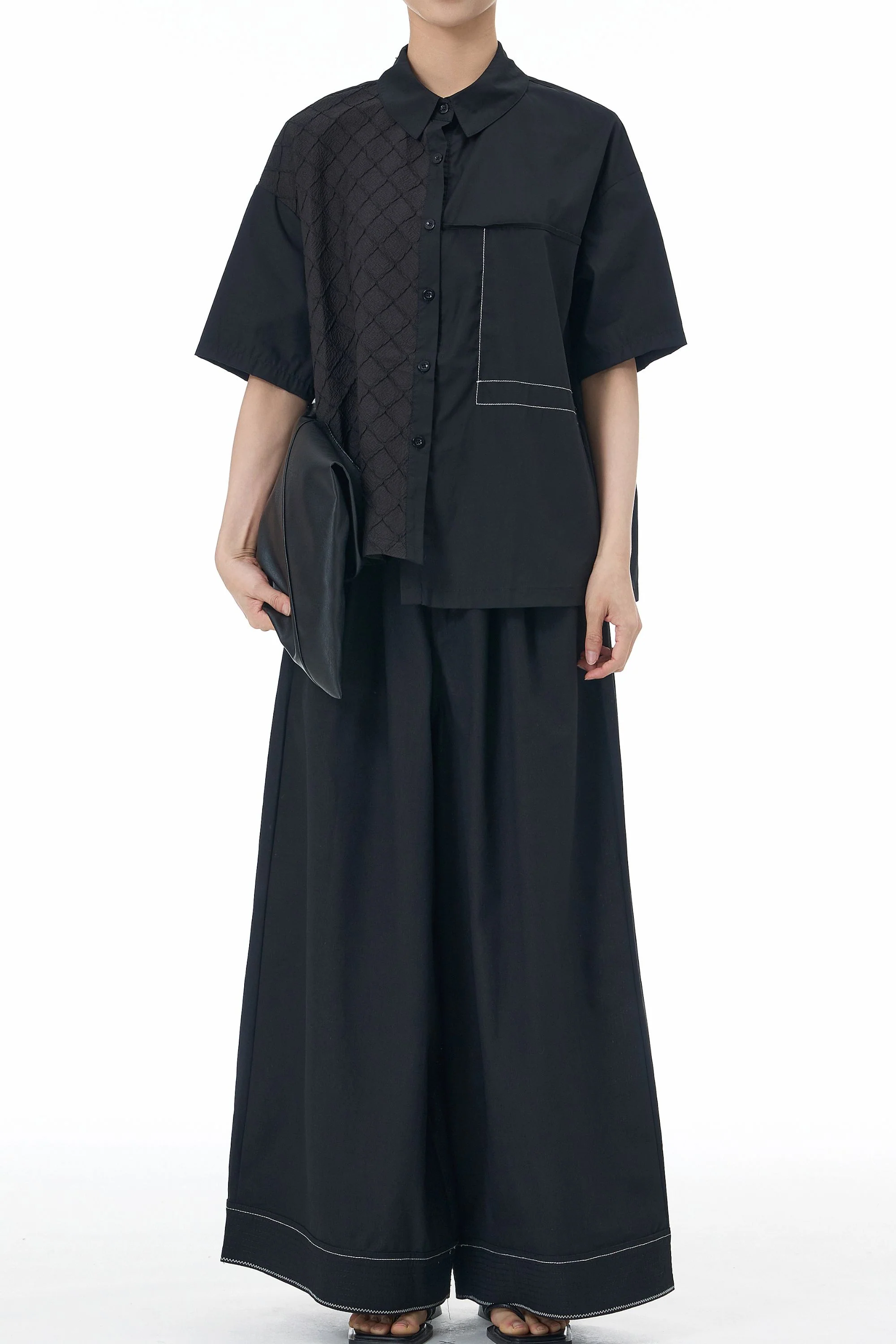 Cotton Textured Black Coord Set
