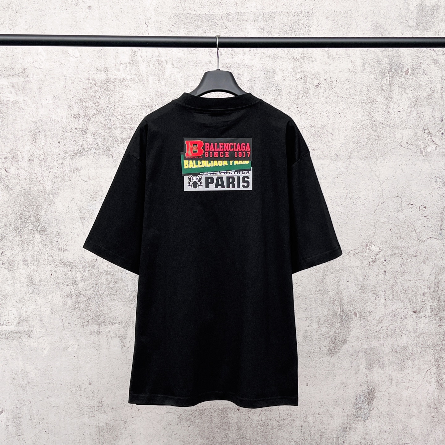 Balen Letter Print Short-Sleeve T-shirt with Special Material Embossing
