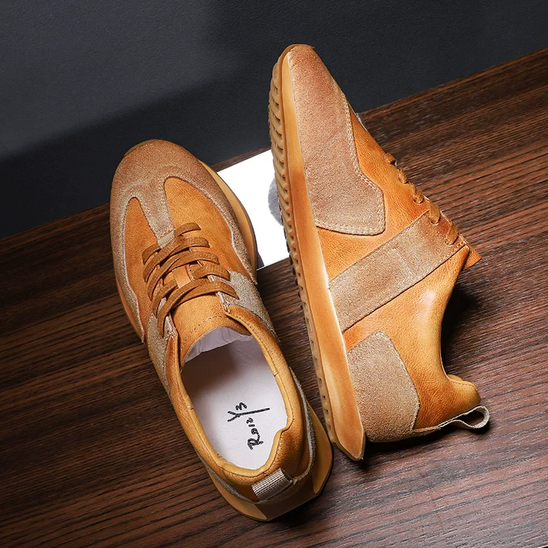 New leather retro thick-soled Agande training shoes